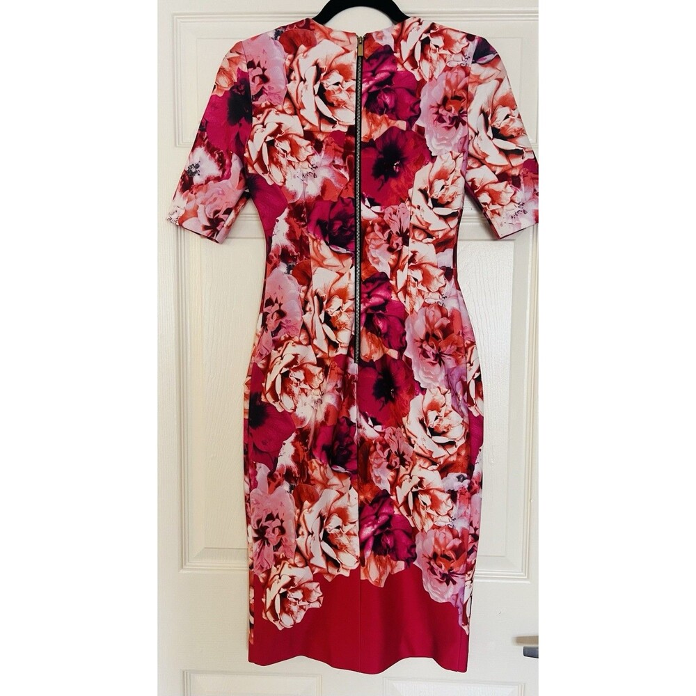 Vince Camuto Floral Scuba Sheath Dress Sz 2 Rose Garden Party Resort Wear EUC - Picture 2 of 7